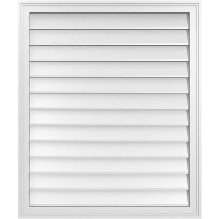 Ekena Millwork Vertical Surface Mount PVC Gable Vnt: Non-Functional, w/2"W x 1-1/2"H, Brickmould Frame, 32"W x 38"H GVPVE32X3802SN